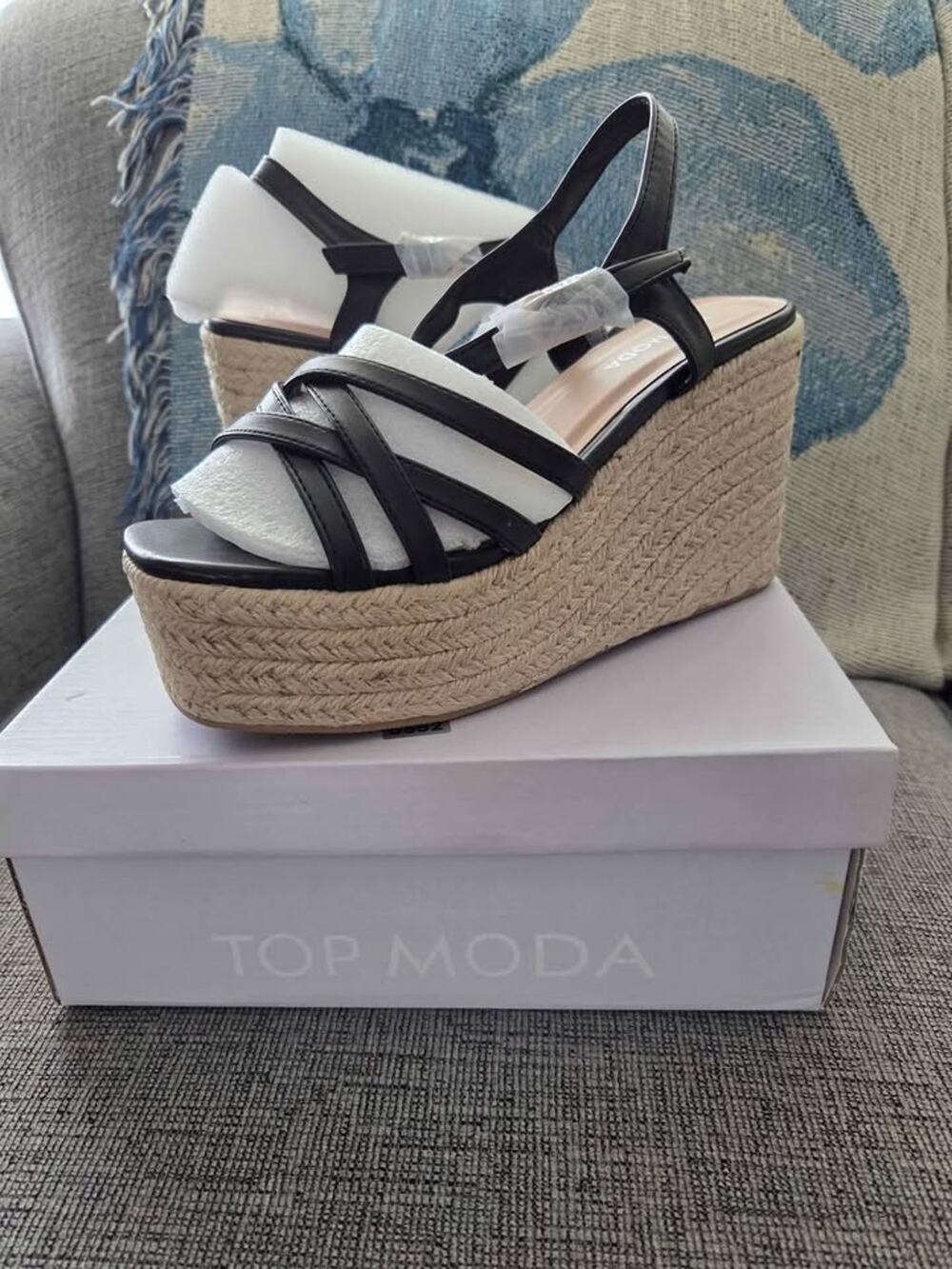 TOP MODA Espadrille Platform Sandals Size 7 NWB Summer Wedge Slip On Casual Shoe